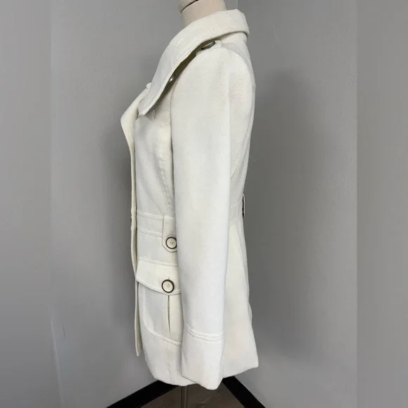 Joujou Women's Pea Coat Double Breasted, White Vintage,Tapered,Size Small - Picture 5 of 10